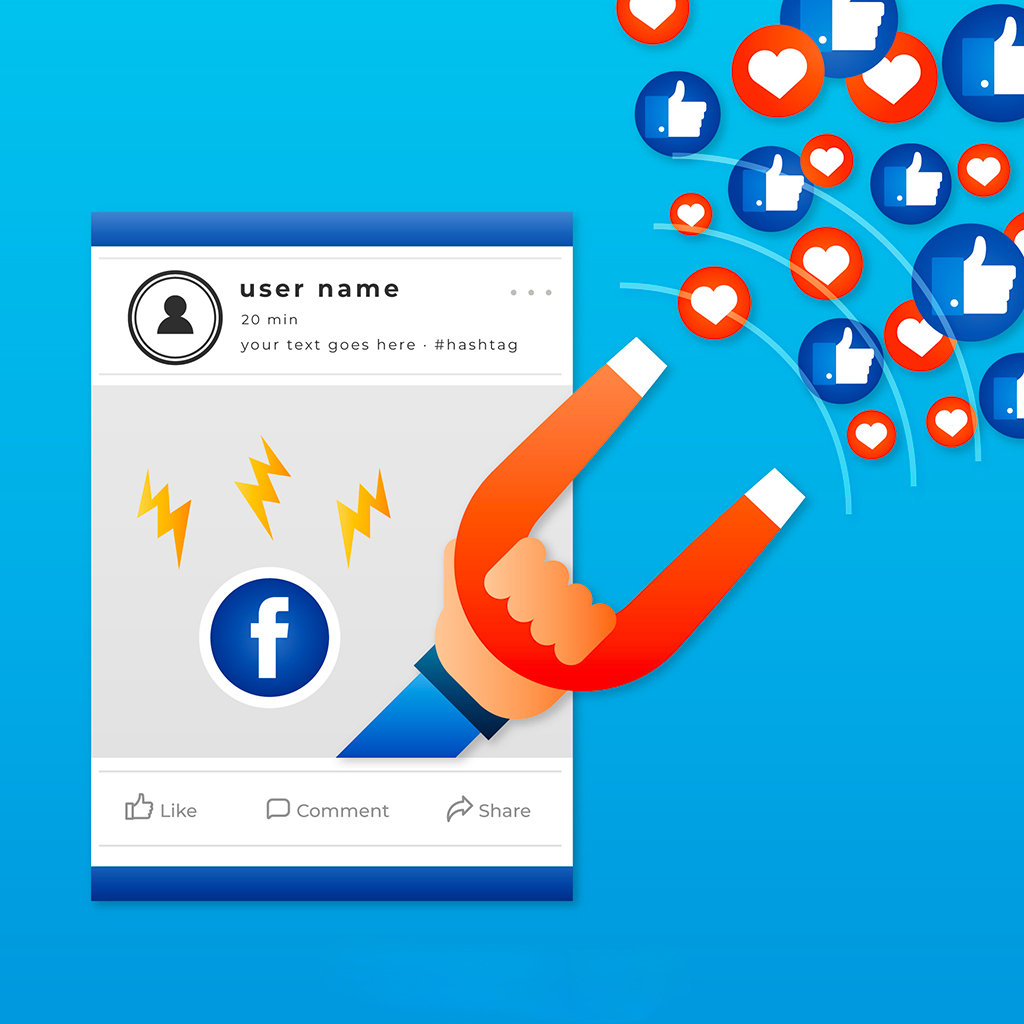 Campagna pubblicitaria su Facebook che mostra vari annunci visivi