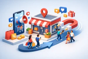 Campagne social per negozi che portano clienti