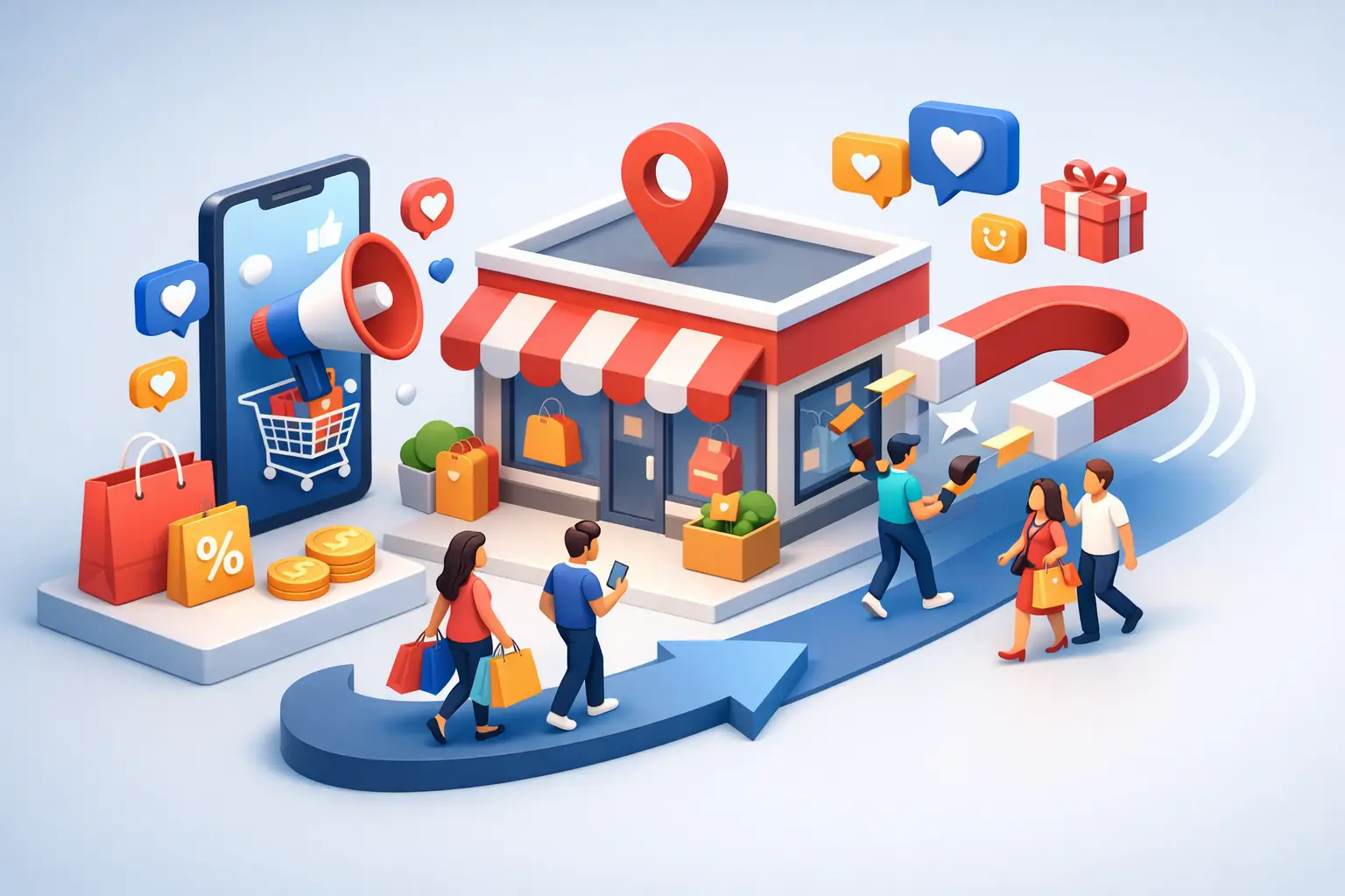 Campagne social per negozi che portano clienti